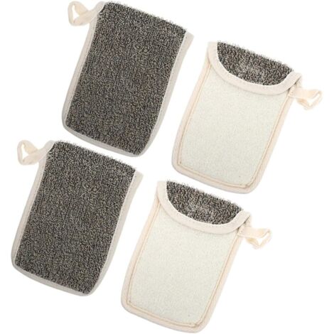 pour savon exfoliant lot de 4 taille moyenne en lin noir (1/5)