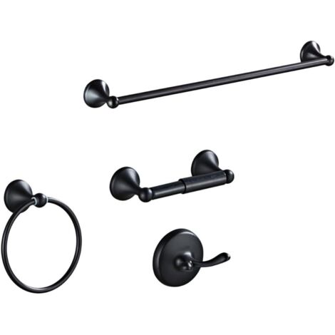 porte serviettes mural pour salle de bain noir mat acier (1/5)