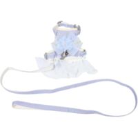 Harnais et Laisse pour Chat Veste Respirante Ajustable avec Fleurs Tulle