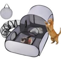 Enclos de jeu pour chat, avec tunnel et enclos pour chien,