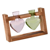 W Jarrn Hidropnico Con Soporte De Madera Para Mesa Ros