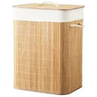 Panier linge doubl en bambou Jj pour salle de bain et buanderie