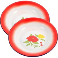pi ces Enamel Serving Plates Retro Style Vintage Round