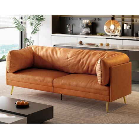 Neche – Canapé droit 2-3 places – Coussins d'assise profonds – Assemblage sans outil – Imperméable – 185L x 76l x 90H cm – Orange