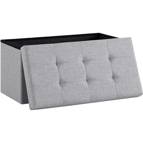 Keepbuying – Banc d'entrée pliable en lin et MDF – Boîte de rangement 76 x 38 x 38 cm – Gris clair – Capacité jusqu'à 150 kg