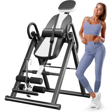 Keepbuying – Table d'inversion avec sécurité triple – Cadre en acier tubulaire – Dossier en mousse à mémoire – Pliable et portable – Pour utilisateurs jusqu'à 300 lbs