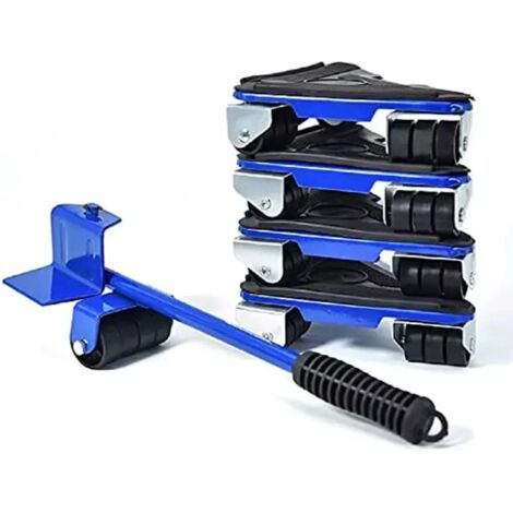 Coin roulants rouleur 360° x4,Leve Meubles Lourds,Chariot élévateur de meubles 5 pcs,Chariot de Transport Charge 300kg,Bleu