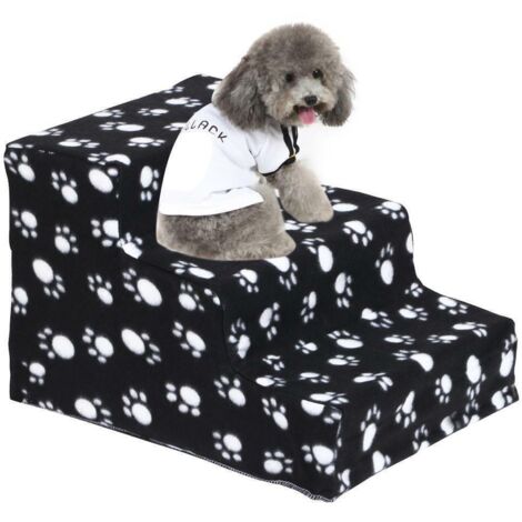Keepbuying – Escalier pour chien 3 marches 45x35x30cm – Housse en peluche – Capacité jusqu’à 30kg – Léger et facile à assembler