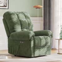 Neche – Fauteuil relax électrique en velours côtelé – Inclinaison réglable 75-150° – Repose-pieds ergonomique – Installation sans outil
