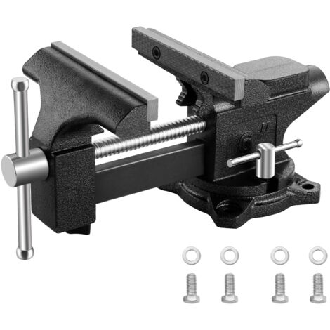 Teeno – Étau d'établi 150 mm – Acier moulé – Force de serrage 1000 kg – Ouverture 115 mm – Base pivotante 270° pour précision