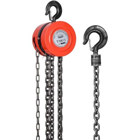 Dewinner – Palan à chaîne manuel 1T – Crochet pivotant 360° – Hauteur de levage 3M – Acier au manganèse G80 pour chantiers et garages (1/5)