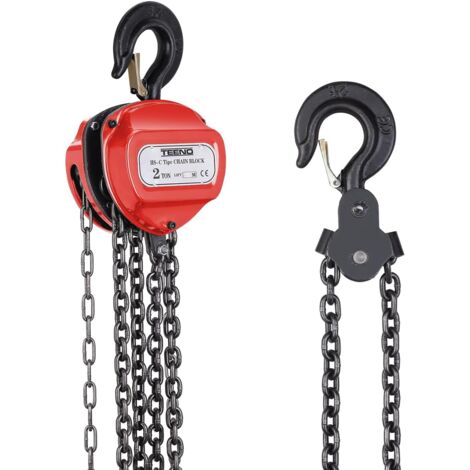 Teeno – Palan à chaîne manuel 2T – Hauteur de levage 5m – Acier au manganèse grade 80 – Étanche à l'eau et à la poussière – Pour agriculture et ateliers