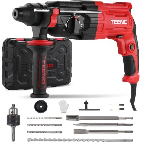 Teeno – Marteau perforateur sans fil 20V – 950W – 2 batteries 2.0Ah – Force de frappe 1.2J – Capacité de perçage béton 26mm – Mandrin SDS Plus