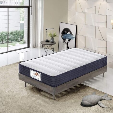 Teeno – Matelas ressorts 90x190x22cm – Mousse polyuréthane et 2cm mémoire de forme – 7 zones de confort – Housse anti-acarien et lavable