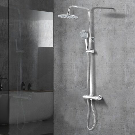 Stanew – Colonne de douche thermostatique 38°C – Pomme de douche ronde ABS – Douche pluie réglable en hauteur – Corps laiton résistant à la corrosion (1/5)