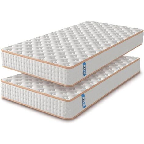 Dewinner – Lot de 2 matelas mousse 90x190cm – Épaisseur 18cm – Ultra respirants – Réversibles – Anti-acariens et hypoallergéniques