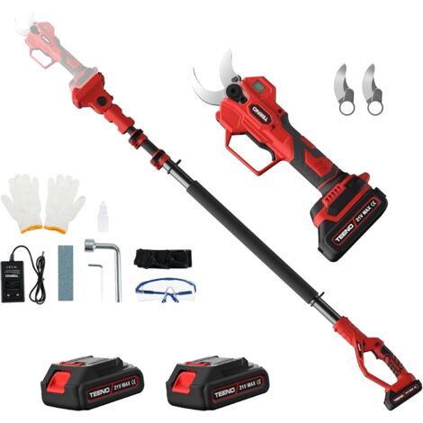 Teeno – Sécateur électrique sans fil – Diamètre de coupe 15-40mm – 2 batteries 2.0Ah – Moteur sans balai 600W – Pour branches jusqu'à 40mm - Coupe15-40mm