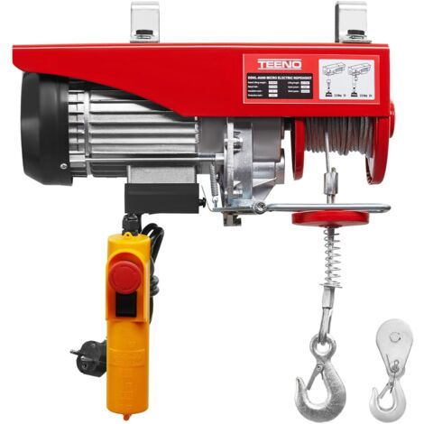 Teeno – Treuil électrique 300/600 kg – Moteur 1200W – Vitesse 6/12 m/min – Câble acier galvanisé – Pour levage en usine et chantier - Double300KG