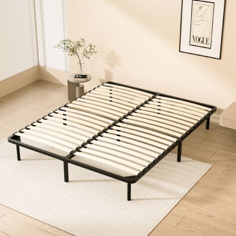 Teeno – Sommier à lattes 160x200cm – 9 pieds en acier – Montage rapide – Lattes en bois pour adultes – Structure renforcée