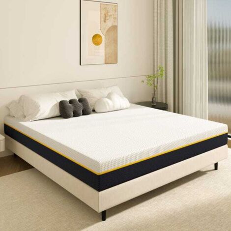Dewinner – Matelas mémoire de forme 140 x 190 cm – Hauteur 17 cm – Fermeté moyenne – Éponge en fibre de charbon de bambou – Anti-humidité – Hypoallergénique (1/5)