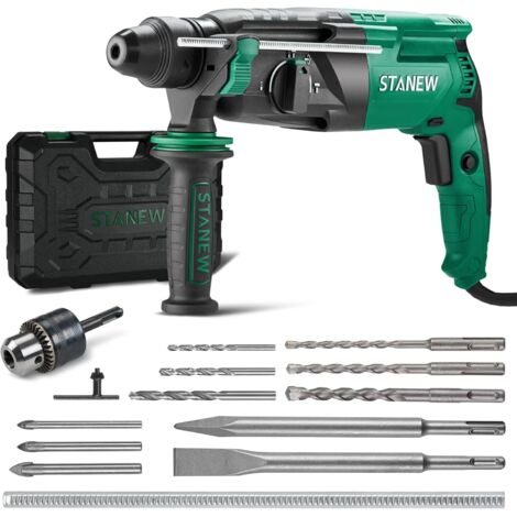 Stanew – Marteau perforateur filaire SDS Plus 950W – 0-1150 tr/min – 5100 BPM – Perçage béton 26 mm, bois 30 mm, acier 13 mm – Embrayage de sécurité (1/5)