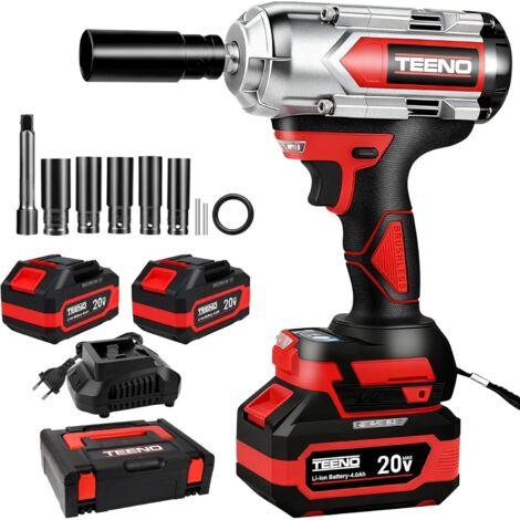 Teeno – Clé à chocs sans fil 1000Nm – Moteur Brushless – Tête pivotante 90° – 2 batteries 4,0Ah – Couple élevé pour espaces confinés (1/5)