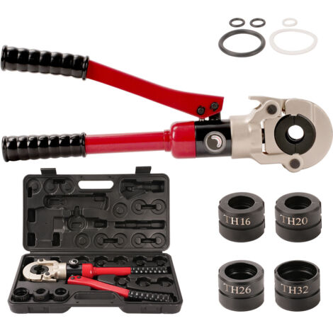 Teeno – Pince à sertir professionnelle 10T – Tête rotative 360° – Profils TH 16/20/26/32 mm – Pour tubes composites et raccords TH – Poignée ergonomique