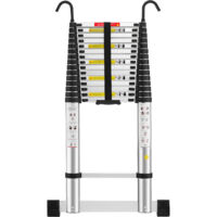 Teeno – Échelle télescopique en aluminium 6,2 m – Charge 150 kg – Barre stabilisatrice et crochets amovibles – Marchepieds antidérapants