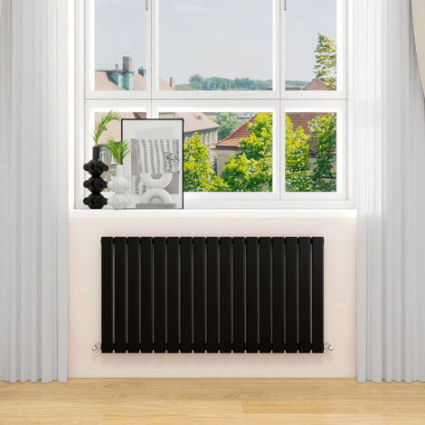 AVER-GROWTH Black Radiator Horizontal Flat Panel Single Panel Rad 600x1156mm (1/5)