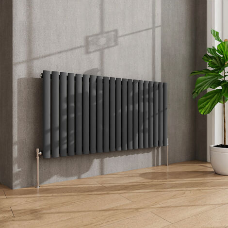 AVER-GROWTH Anthracite Radiator Horizontal Oval Column Single Panel Rad 600x1180mm (1/5)