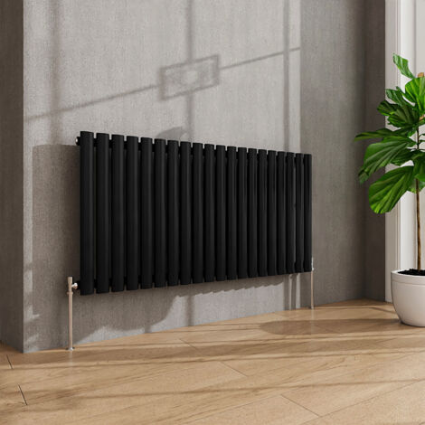 AVER-GROWTH Black Radiator Horizontal Oval Column Single Panel Rad 600x1180mm (1/5)
