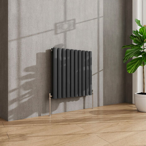 AVER-GROWTH Anthracite Radiator Horizontal Oval Column Double Panel Rad 600x590mm (1/5)
