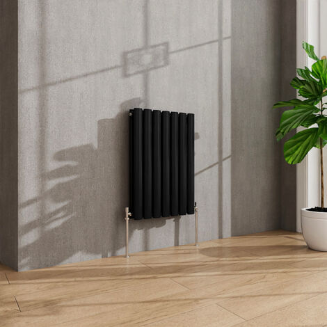 AVER-GROWTH Black Radiator Horizontal Oval Column Double Panel Rad 600x413mm (1/5)