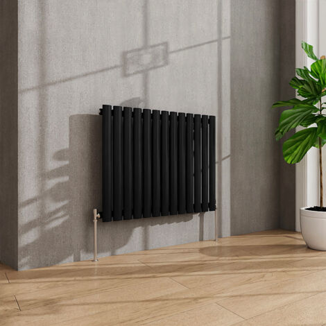 AVER-GROWTH Black Radiator Horizontal Oval Column Single Panel Rad 600x767mm (1/5)