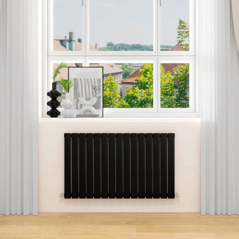 AVER-GROWTH Black Radiator Horizontal Flat Panel Single Panel Rad 600x1020mm (1/5)