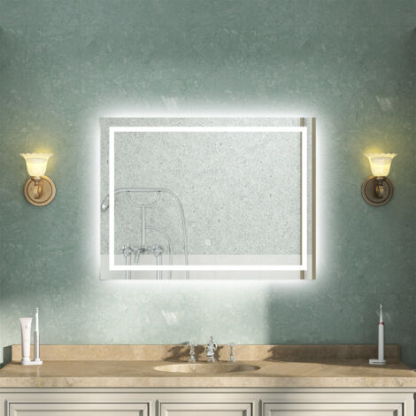 AVER-GROWTH 1200x700mm Bathroom LED Mirror Dimmable Illuminated Backlit Bathroom Mirror with Demister Pad, Adjustable Brightness, Horizontal/Vertical,IP44