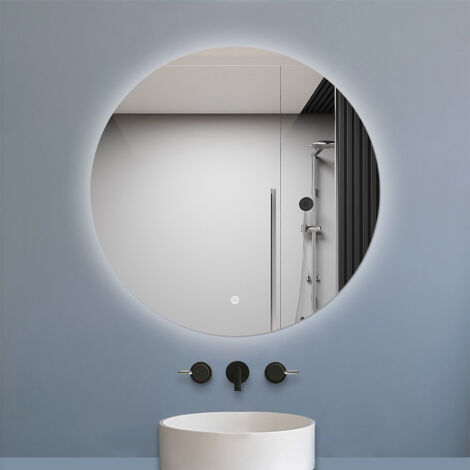 AVER-GROWTH 50cm Backlit LED Bathroom Mirror Illuminated Round Wall Mirror with White Dimmable Lights Touch Switch, IP44