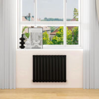 AVER-GROWTH Black Radiator Horizontal Flat Panel Single Panel Rad 600x748mm