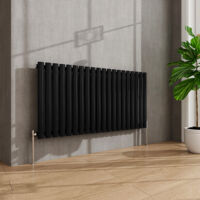 AVER-GROWTH Black Radiator Horizontal Oval Column Single Panel Rad 600x1180mm