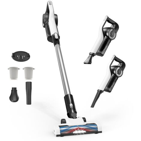 Aspirateur Balai Sans Fil, 30000PA/5x2200mAh/40min Fonctionnement-Filtration Efficace-Balai Motorisé avec Phares LED-pour Tous Sols
