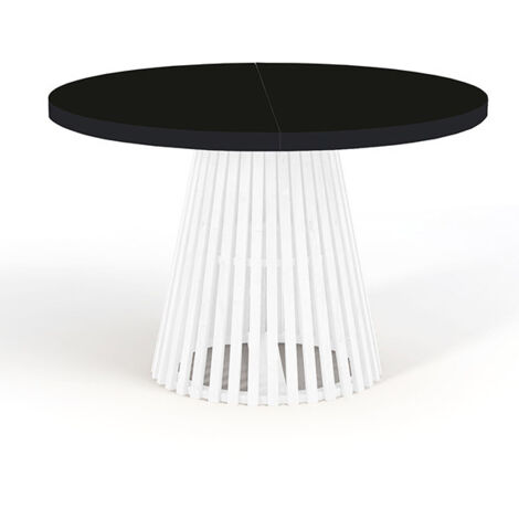 Table à manger ronde extensible DOVER avec lamelles, diamètre : 120/220 cm, couleur: noir/blanc (1/4)