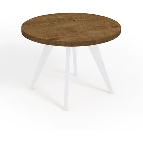Table de salle à manger ronde extensible LORA, style loft, scandinave, diamètre : 110 / 160 cm, Couleur :Lefkas / Blanc (1/4)