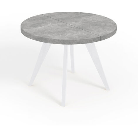Table de salle à manger ronde extensible, LORA, style loft, scandinave, diamètre : 110 / 160 cm, Couleur : Atelier clair / Blanc (1/4)