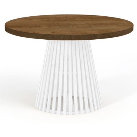 Table à manger ronde extensible DOVER avec lamelles - Industrial, diamètre : 120 / 220 cm, Couleur :Lefkas / Blanc (1/4)