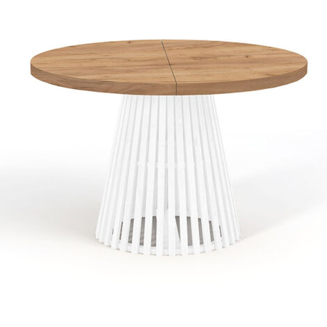 Table à manger ronde extensible DOVER avec lamelles - Industrial, diamètre : 110 / 210 cm, couleur :Craft Golden / blanc (1/4)