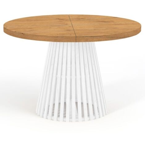 Table à manger ronde extensible DOVER avec lamelles, diamètre : 110 / 160 cm, couleur: lancelot / blanc (1/4)