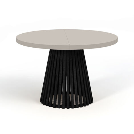 Table à manger ronde extensible DOVER avec lamelles, diamètre : 100/150 cm, couleur : cachemire / noir (1/4)