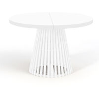 Table à manger ronde extensible DOVER avec lamelles, diamètre : 110 / 210 cm, couleur : blanc