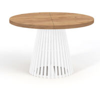 Table à manger ronde extensible DOVER avec lamelles - Industrial, diamètre : 100 / 150 cm, couleur :Craft Golden / blanc
