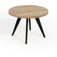 Table de salle à manger ronde extensible LORA, style loft, scandinave, diamètre : 100 / 150 cm, Couleur :Sonoma / Noir